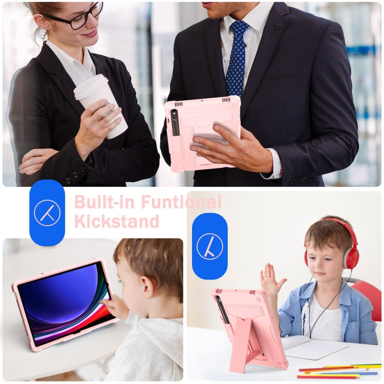 For Samsung Galaxy Tab S9 FE / S9 T Holder Robot Silicone Hybrid PC Tablet Case(Rose Gold) by bashfashion