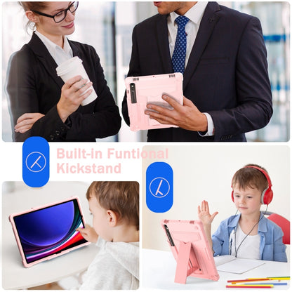 For Samsung Galaxy Tab S9 FE / S9 T Holder Robot Silicone Hybrid PC Tablet Case(Rose Gold) by bashfashion