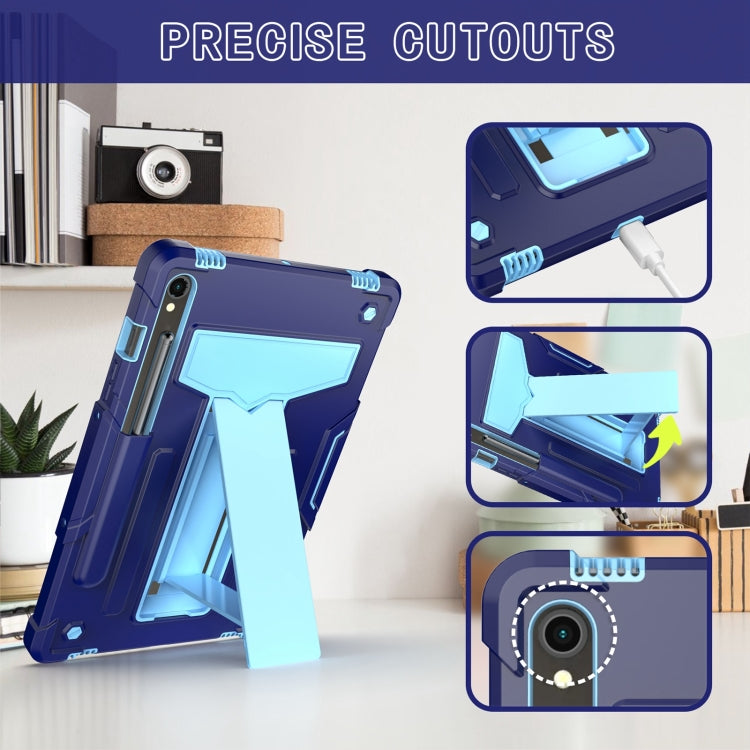 For Samsung Galaxy Tab S9 FE / S9 T Holder Robot Silicone Hybrid PC Tablet Case(Navy Blue Blue) by bashfashion