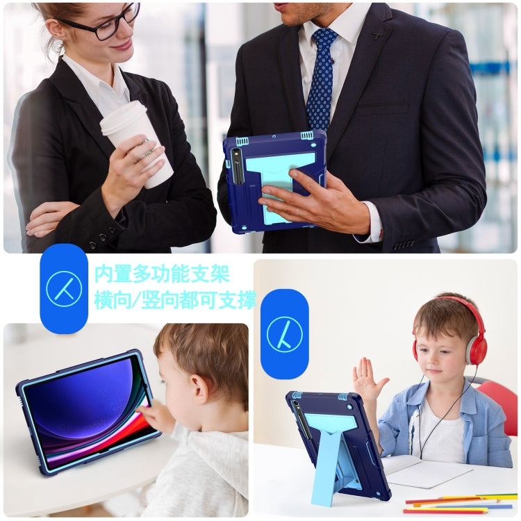 For Samsung Galaxy Tab S9 FE / S9 T Holder Robot Silicone Hybrid PC Tablet Case(Navy Blue Blue) by bashfashion