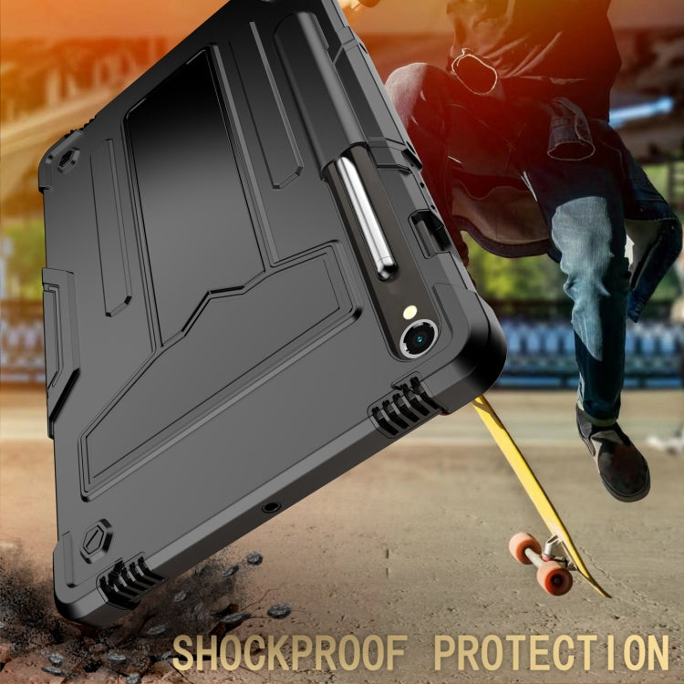 For Samsung Galaxy Tab S9 FE / S9 T Holder Robot Silicone Hybrid PC Tablet Case(Black) by bashfashion