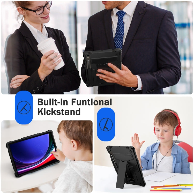 For Samsung Galaxy Tab S9 FE / S9 T Holder Robot Silicone Hybrid PC Tablet Case(Black) by bashfashion