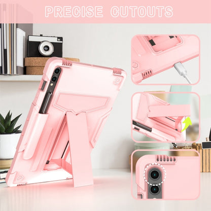 For Samsung Galaxy Tab S9 FE+ / S9+ T Holder Robot Silicone Hybrid PC Tablet Case(Rose Gold) by bashfashion