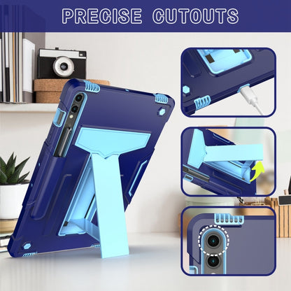 For Samsung Galaxy Tab S9 FE+ / S9+ T Holder Robot Silicone Hybrid PC Tablet Case(Navy Blue Blue) by bashfashion