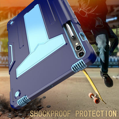 For Samsung Galaxy Tab S9 FE+ / S9+ T Holder Robot Silicone Hybrid PC Tablet Case(Navy Blue Blue) by bashfashion