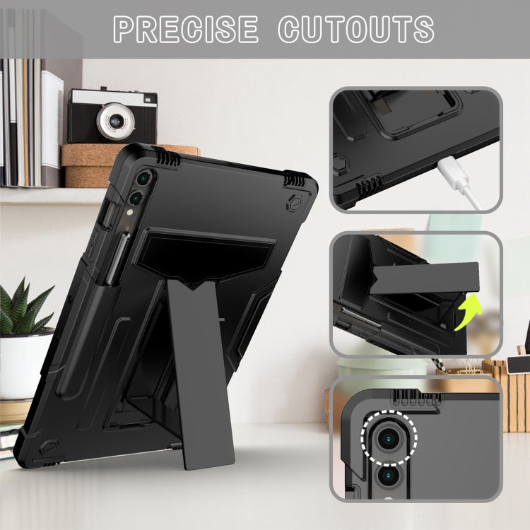 For Samsung Galaxy Tab S9 FE+ / S9+ T Holder Robot Silicone Hybrid PC Tablet Case(Black) by bashfashion
