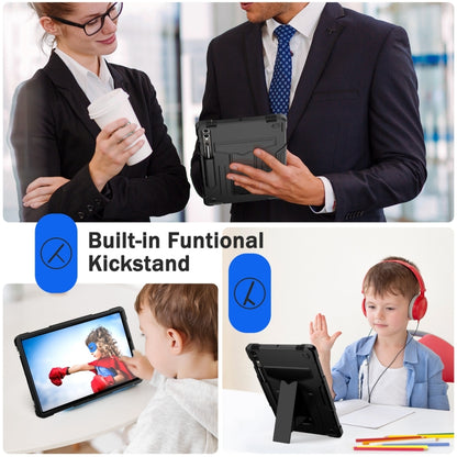 For Samsung Galaxy Tab S9 FE+ / S9+ T Holder Robot Silicone Hybrid PC Tablet Case(Black) by bashfashion