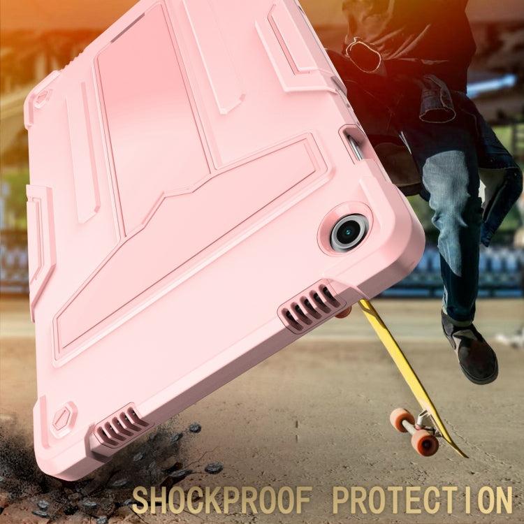 For Samsung Galaxy Tab A9+ T Holder Robot Silicone Hybrid PC Tablet Case(Rose Gold) by bashfashion