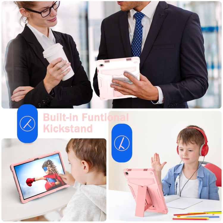 For Samsung Galaxy Tab A9+ T Holder Robot Silicone Hybrid PC Tablet Case(Rose Gold) by bashfashion