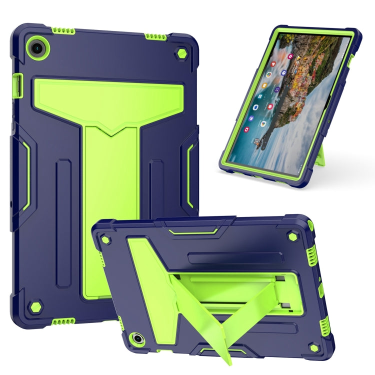For Samsung Galaxy Tab A9+ T Holder Robot Silicone Hybrid PC Tablet Case(Navy Yellow Green) by bashfashion