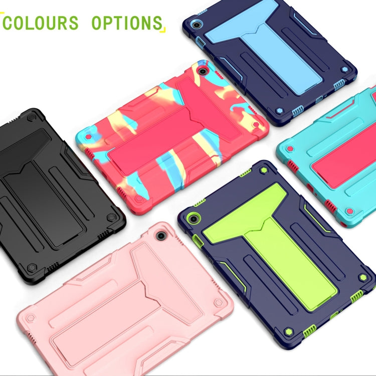 For Samsung Galaxy Tab A9+ T Holder Robot Silicone Hybrid PC Tablet Case(Navy Yellow Green) by bashfashion