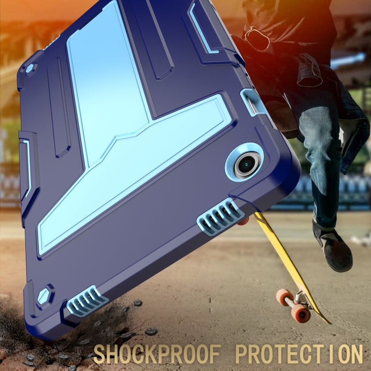 For Samsung Galaxy Tab A9+ T Holder Robot Silicone Hybrid PC Tablet Case(Navy Blue Blue) by bashfashion