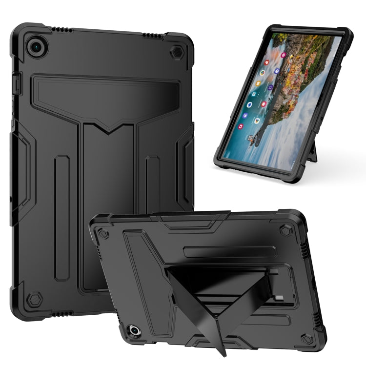 For Samsung Galaxy Tab A9+ T Holder Robot Silicone Hybrid PC Tablet Case(Black) by bashfashion