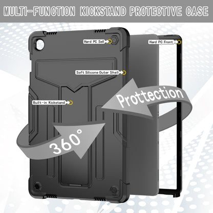 For Samsung Galaxy Tab A9+ T Holder Robot Silicone Hybrid PC Tablet Case(Black) by bashfashion