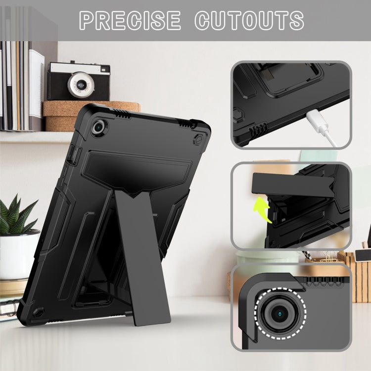 For Samsung Galaxy Tab A9+ T Holder Robot Silicone Hybrid PC Tablet Case(Black) by bashfashion