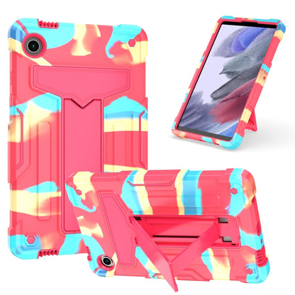 For Samsung Galaxy Tab A9 T Holder Robot Silicone Hybrid PC Tablet Case(Camouflage Rose Red) by bashfashion