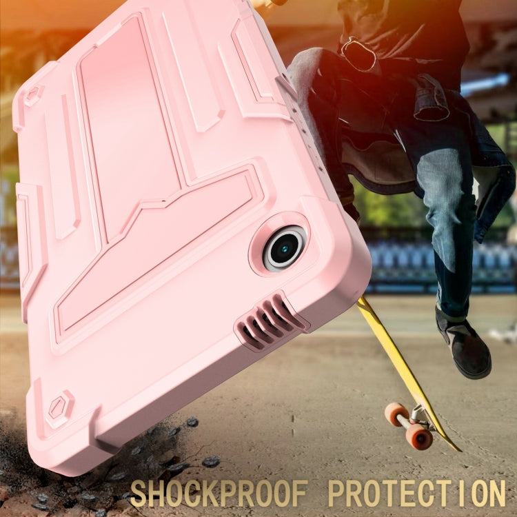 For Samsung Galaxy Tab A9 T Holder Robot Silicone Hybrid PC Tablet Case(Rose Gold) by bashfashion