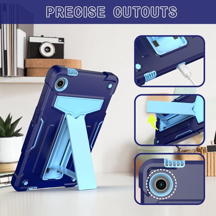 For Samsung Galaxy Tab A9 T Holder Robot Silicone Hybrid PC Tablet Case(Navy Blue Blue) by bashfashion