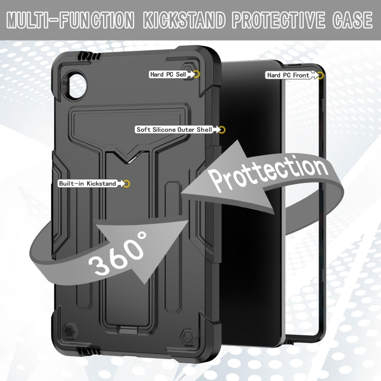 For Samsung Galaxy Tab A9 T Holder Robot Silicone Hybrid PC Tablet Case(Black) by bashfashion