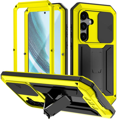 For Samsung Galaxy S24+ 5G R-JUST Sliding Camera Life Waterproof Holder Phone Case(Yellow) by R-JUST