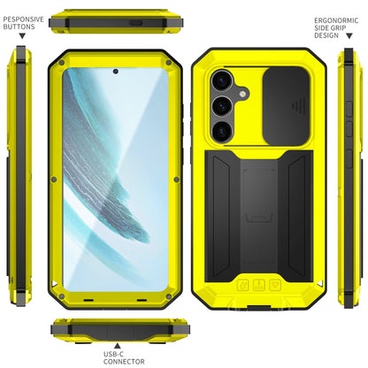 For Samsung Galaxy S24+ 5G R-JUST Sliding Camera Life Waterproof Holder Phone Case(Yellow) by R-JUST