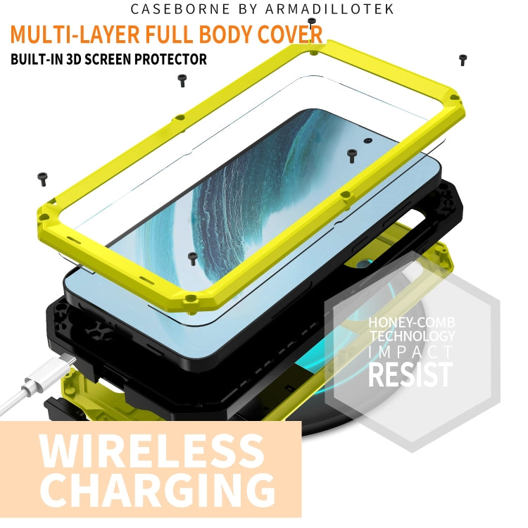 For Samsung Galaxy S24+ 5G R-JUST Sliding Camera Life Waterproof Holder Phone Case(Yellow) by R-JUST