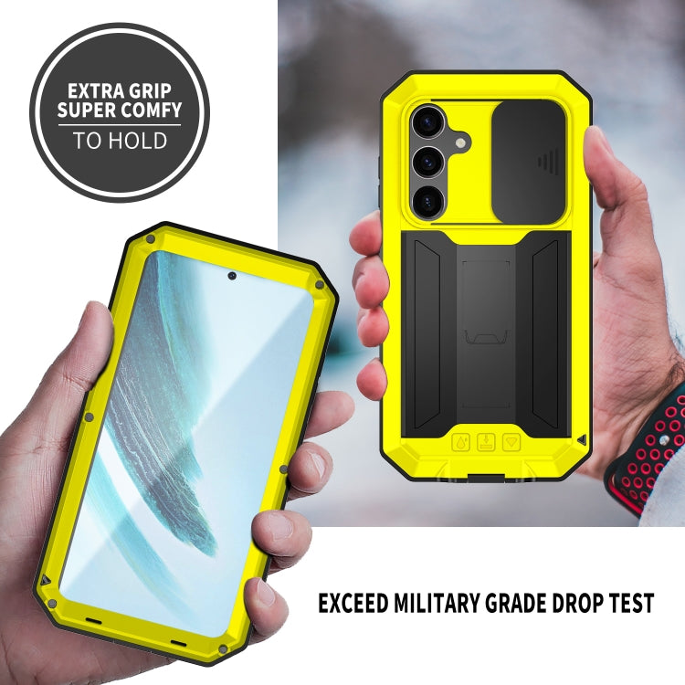 For Samsung Galaxy S24+ 5G R-JUST Sliding Camera Life Waterproof Holder Phone Case(Yellow) by R-JUST
