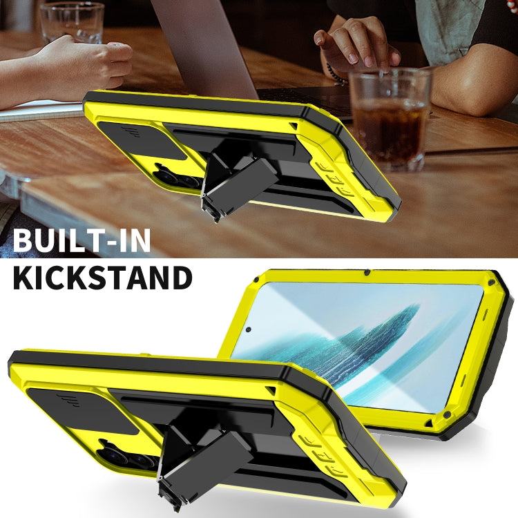 For Samsung Galaxy S24+ 5G R-JUST Sliding Camera Life Waterproof Holder Phone Case(Yellow) by R-JUST