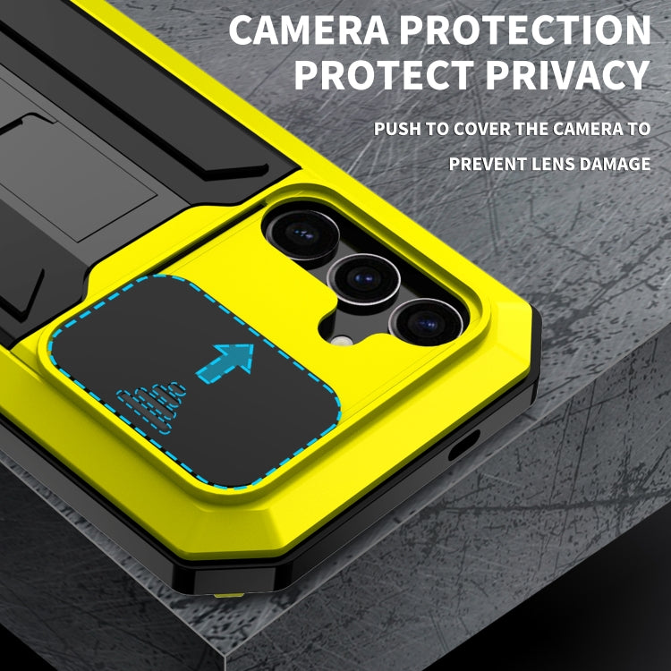 For Samsung Galaxy S24+ 5G R-JUST Sliding Camera Life Waterproof Holder Phone Case(Yellow) by R-JUST
