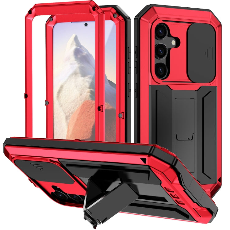For Samsung Galaxy S24 5G R-JUST Sliding Camera Life Waterproof Holder Phone Case(Red) by R-JUST