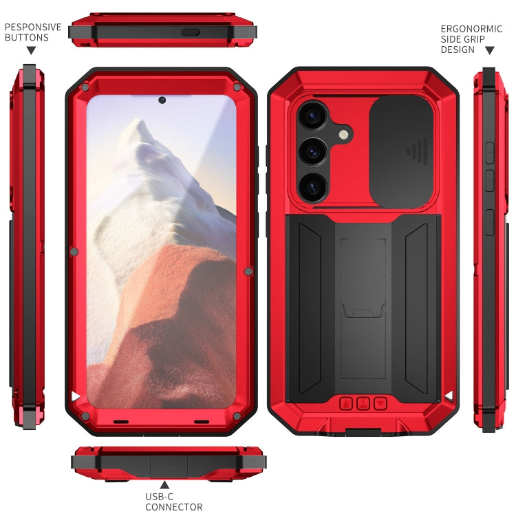 For Samsung Galaxy S24 5G R-JUST Sliding Camera Life Waterproof Holder Phone Case(Red) by R-JUST