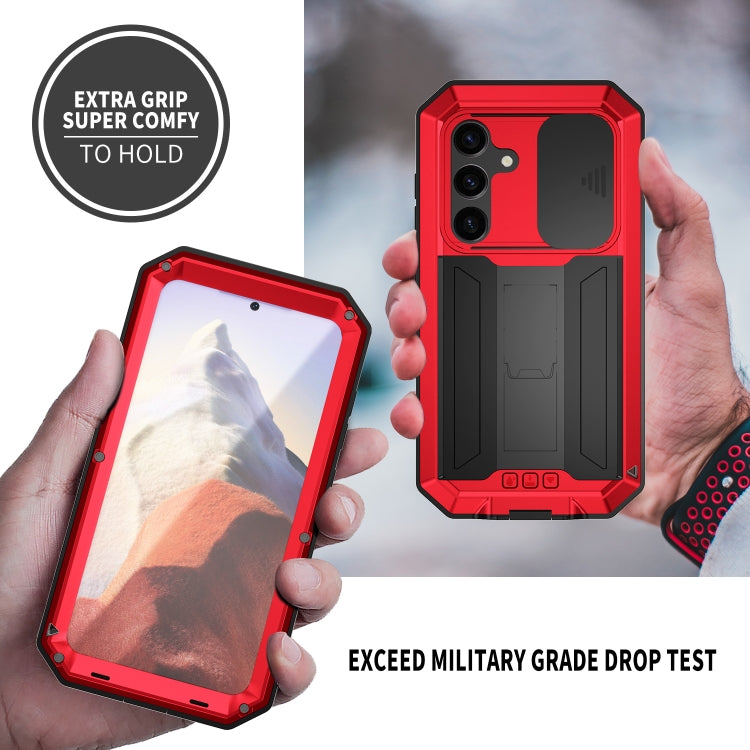 For Samsung Galaxy S24 5G R-JUST Sliding Camera Life Waterproof Holder Phone Case(Red) by R-JUST