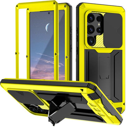 For Samsung Galaxy S25 Ultra 5G R-JUST Sliding Camera Life Waterproof Holder Phone Case(Yellow) by R-JUST