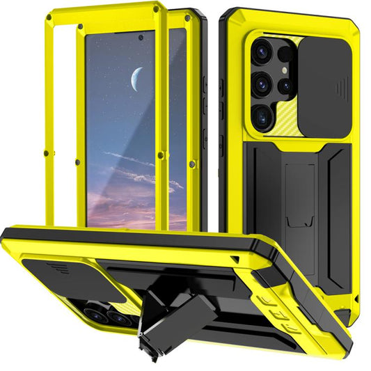 For Samsung Galaxy S25 Ultra 5G R-JUST Sliding Camera Life Waterproof Holder Phone Case(Yellow) by R-JUST