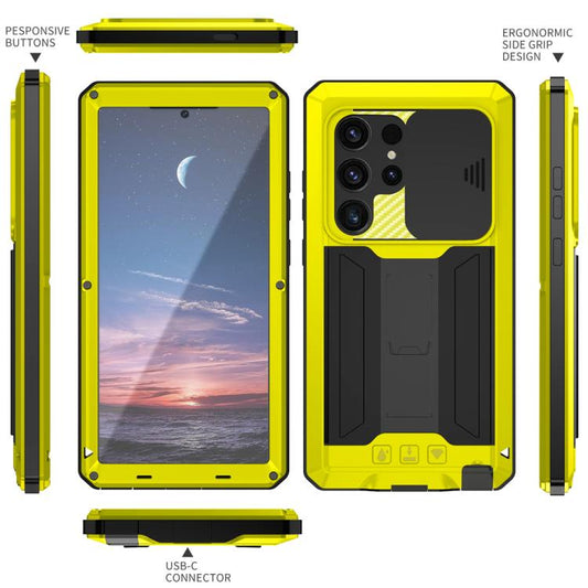 For Samsung Galaxy S25 Ultra 5G R-JUST Sliding Camera Life Waterproof Holder Phone Case(Yellow) by R-JUST