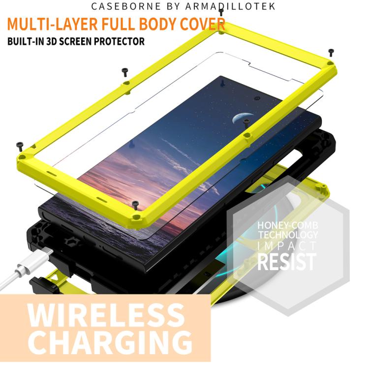 For Samsung Galaxy S25 Ultra 5G R-JUST Sliding Camera Life Waterproof Holder Phone Case(Yellow) by R-JUST