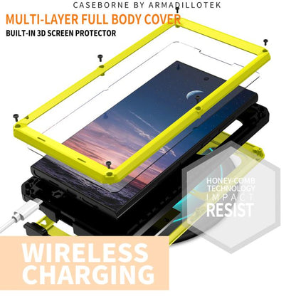 For Samsung Galaxy S25 Ultra 5G R-JUST Sliding Camera Life Waterproof Holder Phone Case(Yellow) by R-JUST