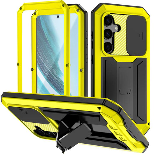 For Samsung Galaxy S25+ 5G R-JUST Sliding Camera Life Waterproof Holder Phone Case(Yellow) by R-JUST