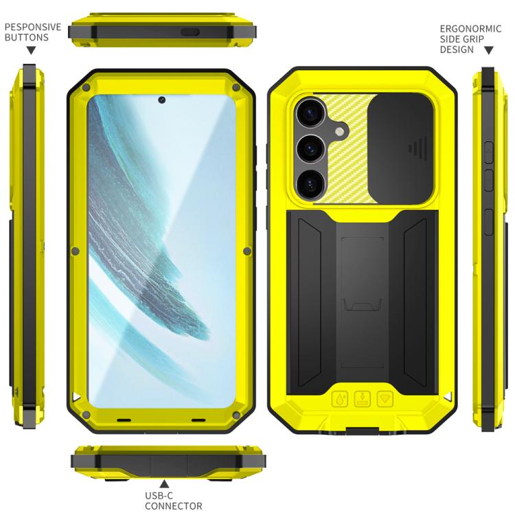 For Samsung Galaxy S25+ 5G R-JUST Sliding Camera Life Waterproof Holder Phone Case(Yellow) by R-JUST