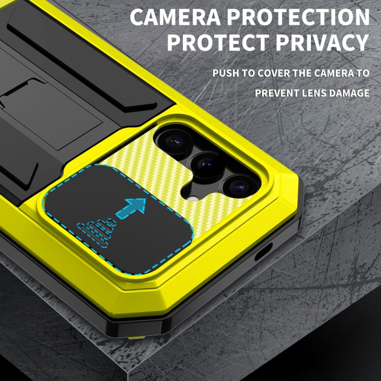 For Samsung Galaxy S25+ 5G R-JUST Sliding Camera Life Waterproof Holder Phone Case(Yellow) by R-JUST