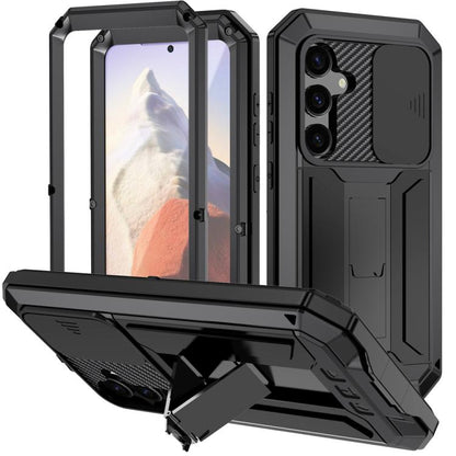 For Samsung Galaxy S25 5G R-JUST Sliding Camera Life Waterproof Holder Phone Case(Black) by R-JUST