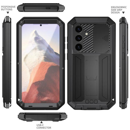 For Samsung Galaxy S25 5G R-JUST Sliding Camera Life Waterproof Holder Phone Case(Black) by R-JUST