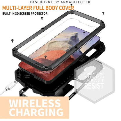 For Samsung Galaxy S25 5G R-JUST Sliding Camera Life Waterproof Holder Phone Case(Black) by R-JUST