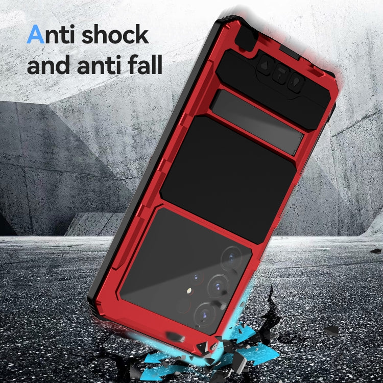 For Samsung Galaxy S24 Ultra 5G R-JUST Life Waterproof Dustproof Shockproof Holder Phone Case(Red) by R-JUST
