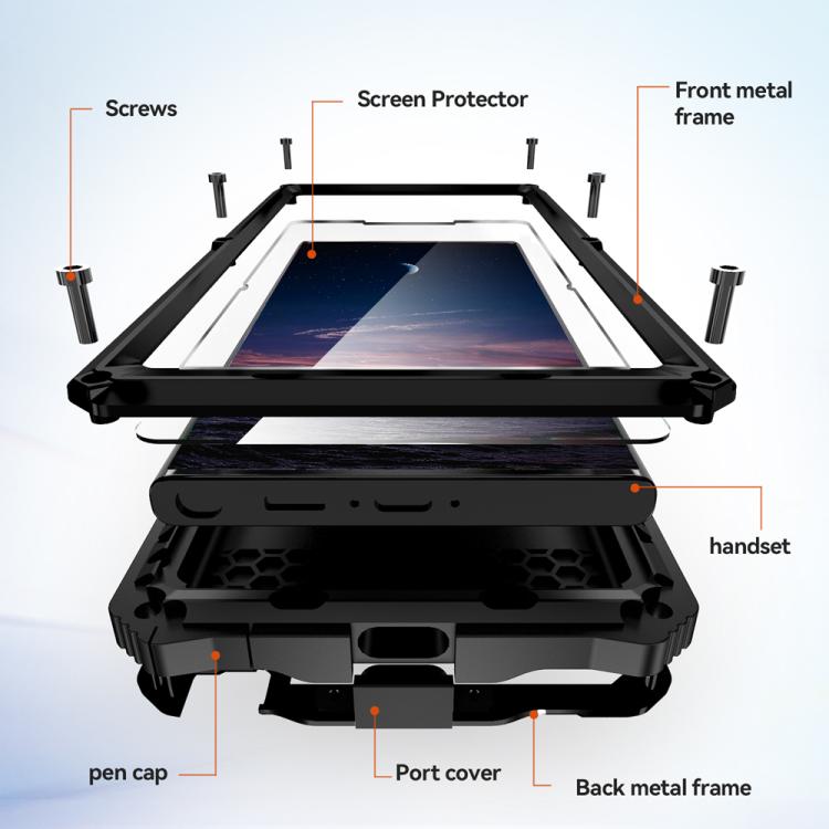 For Samsung Galaxy S25 Ultra 5G R-JUST Life Waterproof Dustproof Shockproof Holder Phone Case(Black) by R-JUST