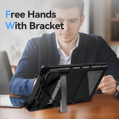 For Samsung Galaxy S25 Ultra 5G R-JUST Life Waterproof Dustproof Shockproof Holder Phone Case(Black) by R-JUST