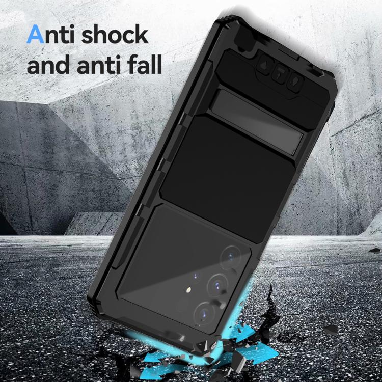 For Samsung Galaxy S25 Ultra 5G R-JUST Life Waterproof Dustproof Shockproof Holder Phone Case(Black) by R-JUST