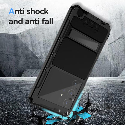 For Samsung Galaxy S25 Ultra 5G R-JUST Life Waterproof Dustproof Shockproof Holder Phone Case(Black) by R-JUST