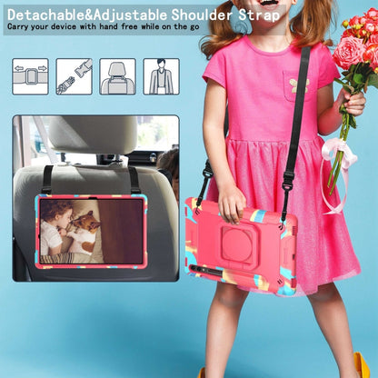 For Samsung Galaxy Tab S9 FE+ / S9+ Handle Robot Silicone Hybrid PC Tablet Case(Camouflage Rose Red) by bashfashion