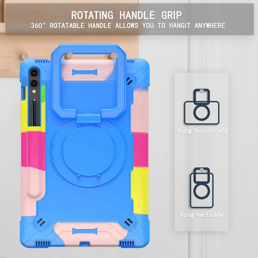 For Samsung Galaxy Tab S9 FE+ / S9+ Handle Robot Silicone Hybrid PC Tablet Case(Camouflage Blue) by bashfashion